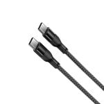Cabo de carregamento e dados Ksix, 1 m, USB-C para USB-C, carregamento ultrarrápido de 60 W, entrançado resistente, preto.