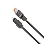 Ksix Cable De Carga Y Datos, 1m, Cabezales Plegables Usb-a/usb-c A Usb-c/lightning, Carga Ultrarrápida 240w, Trenzado, Negro