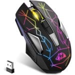 Ratón inalámbrico gaming RGB 2.4G, sensor óptico 2400 DPI, batería 600 mAh, 7 botones, cuerpo metálico Ratón inalámbrico gaming RGB 2.4G, sensor óptico 2400 DPI, batería 600 mAh, 7 botones, cuerpo metálico