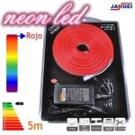 Kit de neon LED flexible rojo 5 m IP66 silicona PVC con transformador 12V plug and play Kit de neon LED flexible rojo 5 m IP66 silicona PVC con transformador 12V plug and play
