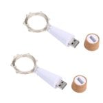 Tapon USB Recargable Pack 2 Alambre de Cobre 2 m 20 Leds Blanco Calido 3000K Tapon USB Recargable Pack 2 Alambre de Cobre 2 m 20 Leds Blanco Calido 3000K
