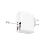 Carregador ultrarrápido Ksix 65 W com USB-C Power Delivery, carregamento rápido USB-A e cabo USB-C retrátil integrado