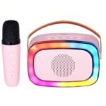 Lautsprecher Trevi Karaoke Wireless und Kabel 10 W mit USB-C, LED und Mikrofon Pink