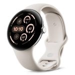Google Pixel Watch 3 GPS WiFi NFC 45mm AMOLED Prata Correia Bege M Resistência Água 5ATM+IP68 SpO2
