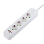 Régua de tomadas Cool 7 Tomadas 4 Schuko 2 USB-A 1 USB-C com Proteção Cabo 2m Branco