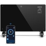 Radiador Eléctrico Wifi 2000W 77x46 cm con control remoto y pantalla LED, temporizador y kit de pared