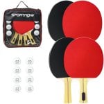 Sportnow Palas De Ping Pong Con 4 Raquetas 8 Pelotas Y Estuche De Transporte