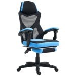 Vinsetto Silla Gaming Con Reposapiés Retráctil Respaldo Reclinable Azul