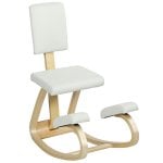 Homcom Silla Ergonómica De Rodillas Con Respaldo Marco De Madera Crema