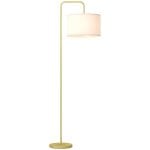 Homcom Lámpara De Pie 40 w Con Pantalla De Lino 64x38x163,5 Cm Blanco Y Dorado