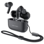 Auriculares Vention inalámbricos Bluetooth 5.4 con estuche de carga, IPX4 y 30 h batería, negros