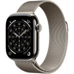 Apple Watch Series 11 GPS + Cellular 42 mm, boîtier en titane naturel avec bracelet milanais naturel