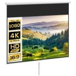 Homcom Pantalla De Proyector Manual 120 Pulgadas Formato 16:9 266x149 Cm Blanco