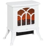 Homcom Chimenea Eléctrica De Pie 750/1500 W Área De Cobertura 15-20 M² Blanco