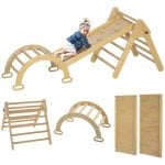 Aiyaplay 5 En 1 Triángulo De Escalada De Madera 178x64,5x63 Cm Madera Natural