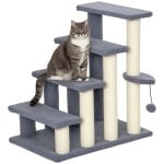 Pawhut Escalera Para Gatos 4 Niveles Cubierto De Suave Franela 60x40x64 Cm Gris