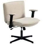 Homcom Silla De Oficina Piernas Cruzadas Con Reposabrazos Abatible Crema