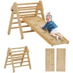 Aiyaplay Triángulo De Escalada De Madera 3 En 1 147x64,5x63 Cm Natural