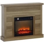 Homcom Chimenea Eléctrica 1800w Efecto De Llama Para Sala 30 M² Madera