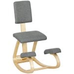 Homcom Silla Ergonómica De Rodillas Con Respaldo Marco De Madera Gris