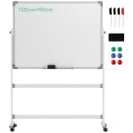 Homcom Pizarra Blanca Móvil De Doble Cara Magnética 120x90 Cm Con Soporte