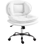 Homcom Silla De Oficina Con Piernas Cruzadas Asiento Ancho Blanco Homcom Silla De Oficina Con Piernas Cruzadas Asiento Ancho Blanco