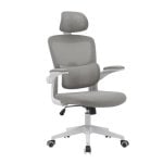 Silla de oficina ergonómica Aron con refuerzo lumbar, reposacabezas y brazos abatibles negra