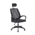 Silla de escritorio Ken reposacabezas regulable, base cromada, ruedas anti-rayas, tejido red transpirable, 58,5x56 cm, altura ajustable