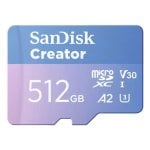 Scheda MicroSDXC SanDisk Creator 512 GB Classe 10 UHS-I 190MB/s 130MB/s Blue + Adattatore miniSD