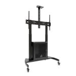 Suporte de Chão TooQ NARNIA 100 kg para Ecrãs 60-100 polegadas com Armário e Acessórios Rack Preto