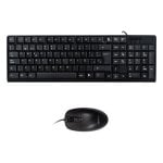 Teclado de membrana Negro Layout Español con ratón óptico 1200 DPI USB Kit oficina