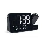 Radio despertador proyector negro 7.5 W proyeccion hora alarma dual USB-C FM calendario