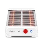 Tostadora plana 900W superficie XL acero inoxidable 3 resistencias cuarzo blanca