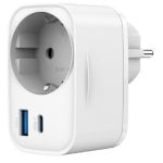 Cargador universal Gembird TA-ACPDQC20-01-W 3680W USB-C PD 20W + USB-A QC 3.0 18W carga rápida blanco Cargador universal Gembird TA-ACPDQC20-01-W 3680W USB-C PD 20W + USB-A QC 3.0 18W carga rápida blanco