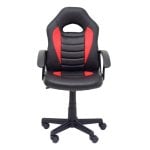 Silla gaming juvenil Mohedas negra y roja con respaldo y asiento acolchados, altura regulable y base giratoria
