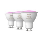Bombillas inteligentes Philips Pack 3 Bombillas GU10 Luz Blanca y de Colores 4.2W 400 lúmens Control por Voz