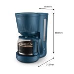 Philips HD7411/70 Macchina da caffè con filtro da 1,38 L e 1080 W, con caraffa in vetro e funzione di mantenimento in caldo, blu