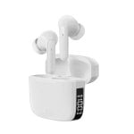 Auriculares Denver TWE-61 inalámbricos Bluetooth con Cancelación de Ruido Pasiva, Micrófono y estuche de carga, blancos