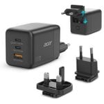 Chargeur GaN Acer 100W 2x USB-C 1x USB-A noir câble 1,5 m charge rapide Chargeur GaN Acer 100W 2x USB-C 1x USB-A noir câble 1,5 m charge rapide