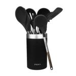 Set utensilios cocina silicona negro 9 piezas resistentes altas temperaturas sin BPA