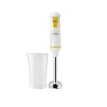 Allzweck-Handmixer 750W mit Edelstahlklingen und 0,5 L Becher, Weiß/Gelb/Metall