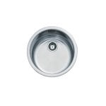Lavello sopra-top in acciaio inox circolare con troppopieno e sgocciolatoio, 450 mm x 450 mm x 180 mm, 1 bacino