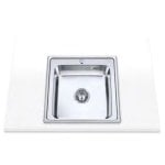 Quadratisches Aufsatzwaschbecken aus Edelstahl mit 1 Becken, 500 mm x 500 mm, Edesa Veleta SE 50 1C