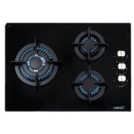 Placa de gas CATA CCI 5003 BK 59 cm 3 zonas vidrio templado negro integrado