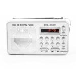 Radio personal ELBE RF-49-USB digital blanca con lector USB SD batería recargable