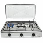 Hornillo Vitrokitchen 302BB 3 quemadores desmontables tapa acero blanco antideslizante