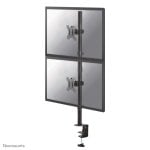 Supporto da scrivania per doppio monitor 10-32" con regolazione in altezza, inclinazione 0-90°, montaggio clamp/grommet, nero
