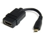 Genérico Micro HDMI auf HDMI Adapterkabel 0,127 m, HDMI Typ A (Standard, Buchse) auf HDMI Typ D (Micro, Stecker), Goldbeschichtet, Schwarz