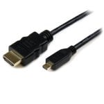Micro HDMI auf HDMI High Speed Kabel mit Ethernet 1 m, HDMI Typ A (Standard) auf HDMI Typ D (Micro), vergoldete Kontakte, Schwarz