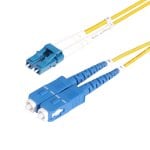 Cable de Fibra Óptica StarTech LC a SC OS2 9/125 µm 100G LSZH Dúplex 2 m Resistente Dobleces